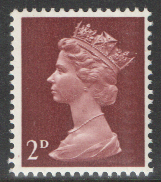 (image for) 1969 2d Lake Brown Cylinder 6 No Dot Pre-Decimal Machin Block of 6